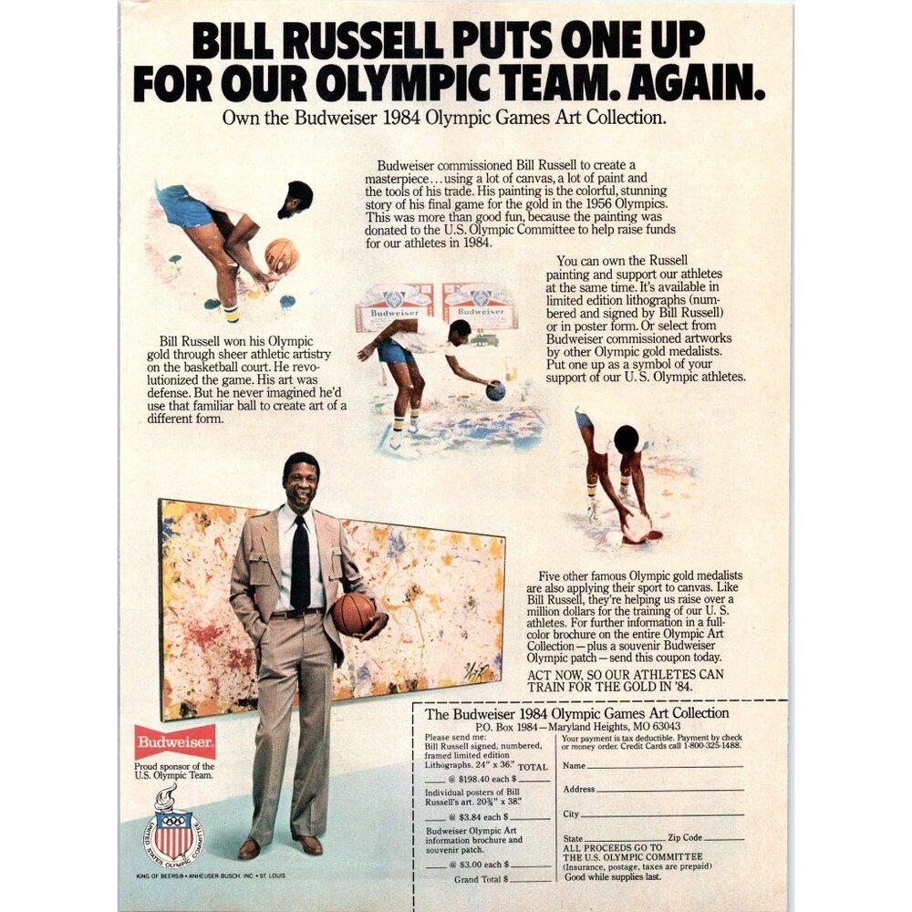 1981 Budweiser Beer Olympic Games Art Collection Olympics Vintage Print Ad